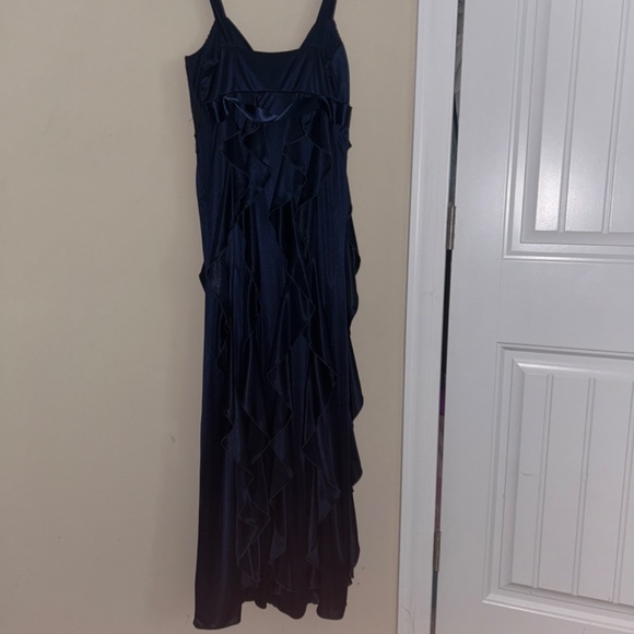 Navy Silk V-Dress - Picture 2 of 5